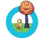 Yellow avatar sitting under a tree icon