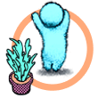 Blue avatar with a plant icon